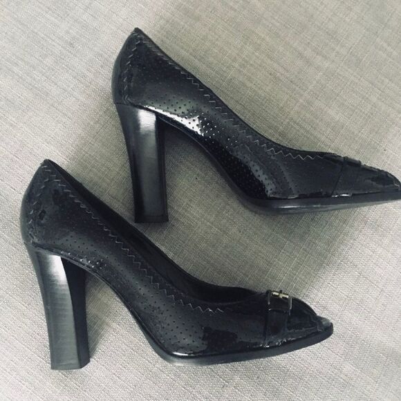 Y2K Fendi Designer Patent Leather Peep Toe Pump Sz 10 - Picture 3 of 14